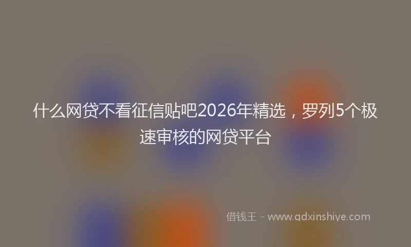 什么网贷不看征信贴吧2026年精选，罗列5个极速审核的网贷平台