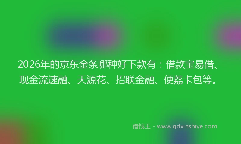 2026年的京东金条哪种好下款有：借款宝易借、现金流速融、天源花、招联金融、便荔卡包等。
