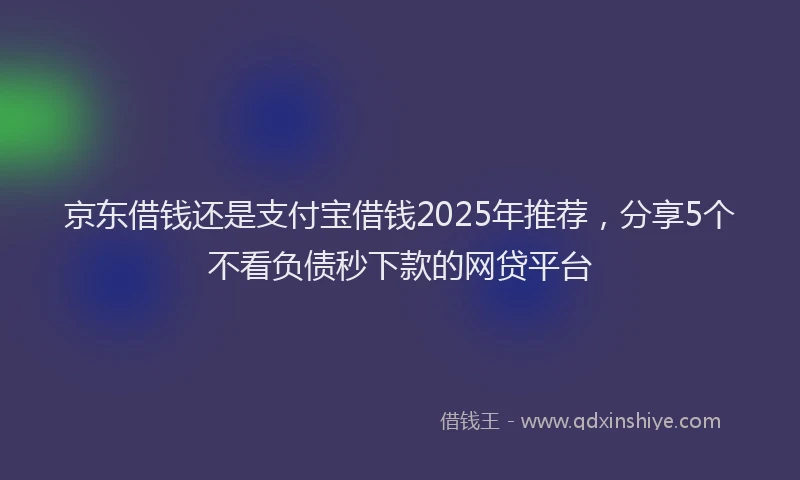 京东借钱还是支付宝借钱2025年推荐，分享5个不看负债秒下款的网贷平台