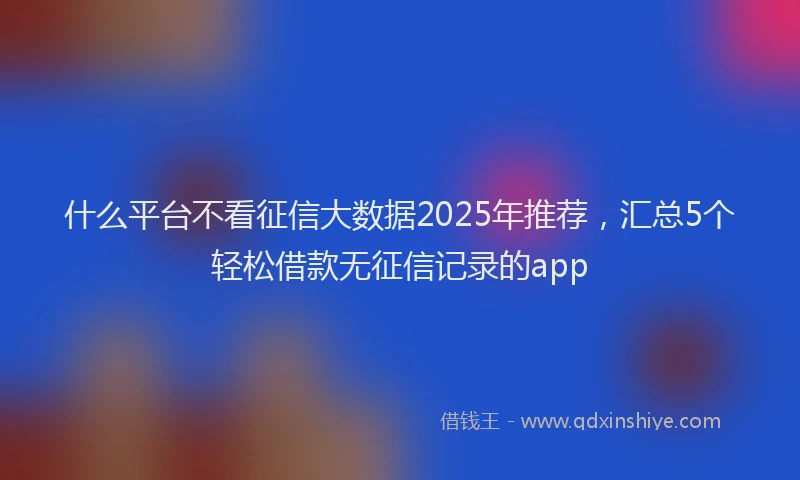 什么平台不看征信大数据2025年推荐，汇总5个轻松借款无征信记录的app