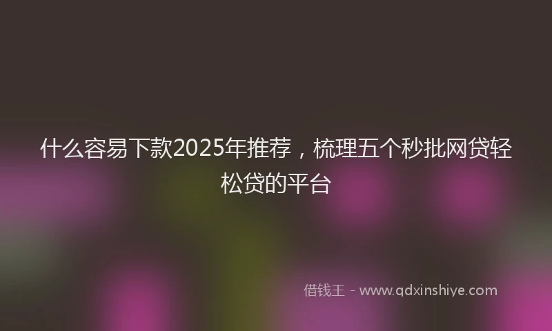 什么容易下款2025年推荐，梳理五个秒批网贷轻松贷的平台