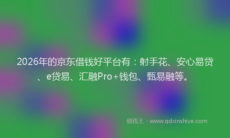 2026年的京东借钱好平台有：射手花、安心易贷、e贷易、汇融Pro+钱包、甄易融等。