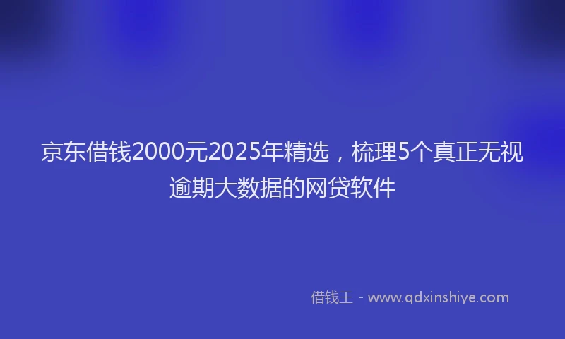 京东借钱2000元2025年精选，梳理5个真正无视逾期大数据的网贷软件