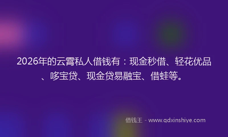 2026年的云霄私人借钱有：现金秒借、轻花优品、哆宝贷、现金贷易融宝、借蛙等。