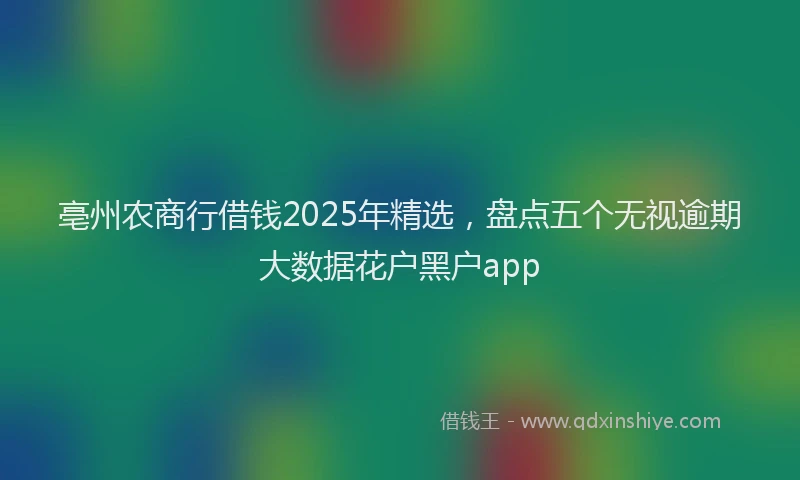 亳州农商行借钱2025年精选，盘点五个无视逾期大数据花户黑户app