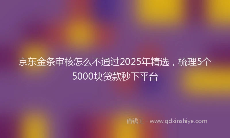 京东金条审核怎么不通过2025年精选，梳理5个5000块贷款秒下平台