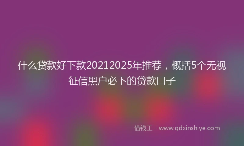 什么贷款好下款20212025年推荐，概括5个无视征信黑户必下的贷款口子