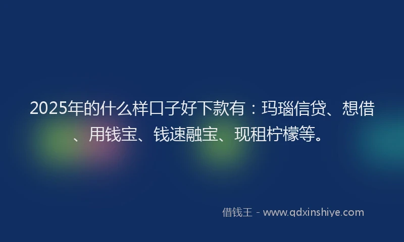 2025年的什么样口子好下款有:玛瑙信贷、想借、用钱宝、钱速融宝、现租柠檬等。