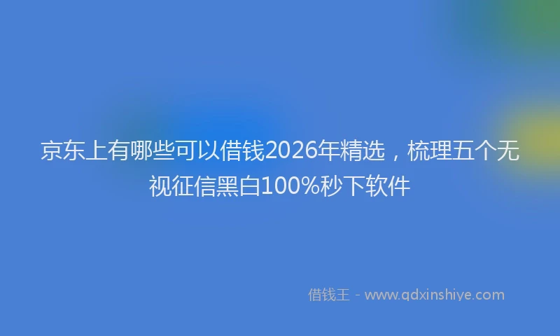 京东上有哪些可以借钱2026年精选，梳理五个无视征信黑白100%秒下软件