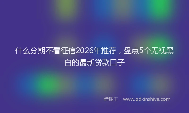 什么分期不看征信2026年推荐，盘点5个无视黑白的最新贷款口子