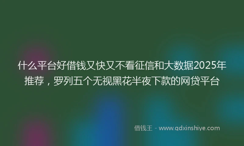 什么平台好借钱又快又不看征信和大数据2025年推荐，罗列五个无视黑花半夜下款的网贷平台