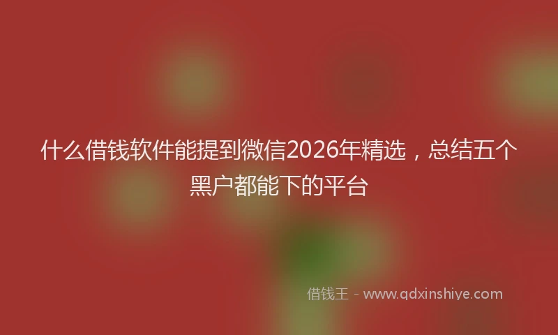 什么借钱软件能提到微信2026年精选，总结五个黑户都能下的平台