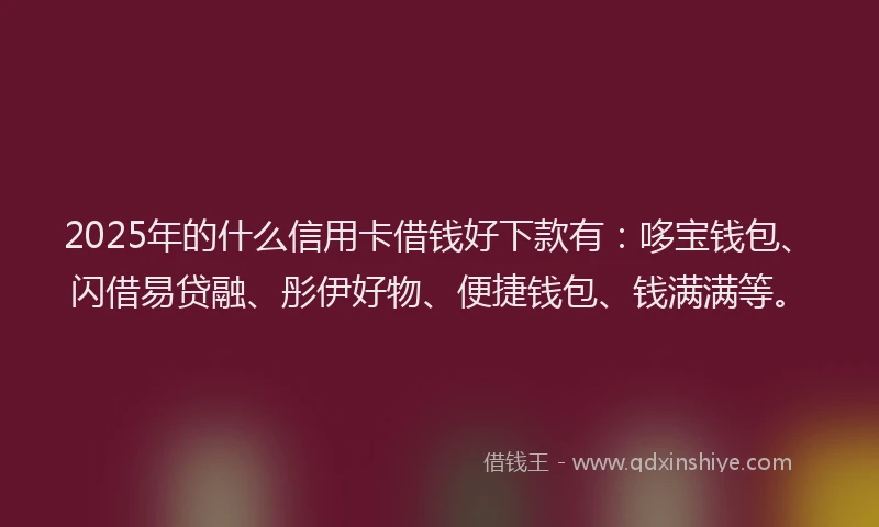 2025年的什么信用卡借钱好下款有：哆宝钱包、闪借易贷融、彤伊好物、便捷钱包、钱满满等。