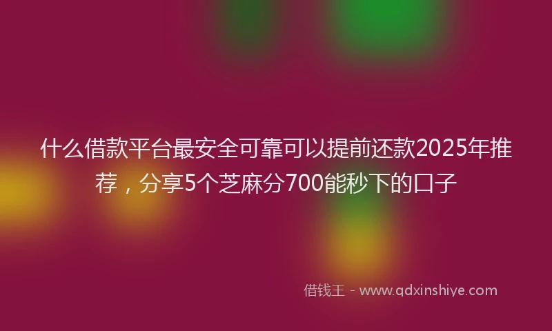 什么借款平台最安全可靠可以提前还款2025年推荐，分享5个芝麻分700能秒下的口子