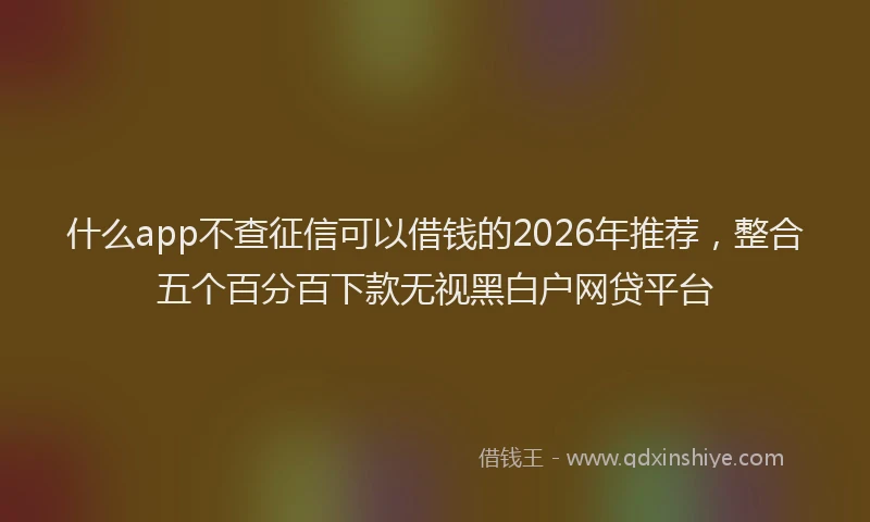 什么app不查征信可以借钱的2026年推荐,整合五个百分百下款无视黑白户网贷平台