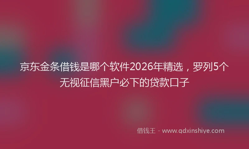 京东金条借钱是哪个软件2026年精选，罗列5个无视征信黑户必下的贷款口子
