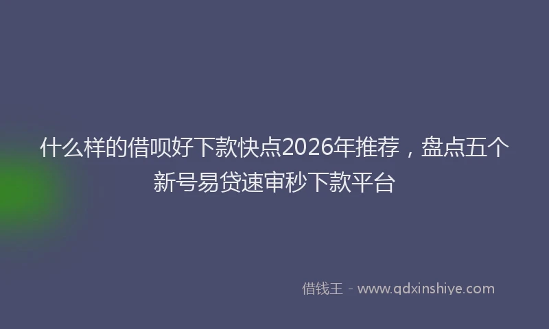 什么样的借呗好下款快点2026年推荐，盘点五个新号易贷速审秒下款平台