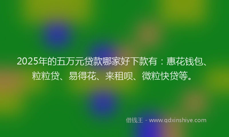 2025年的五万元贷款哪家好下款有：惠花钱包、粒粒贷、易得花、来租呗、微粒快贷等。