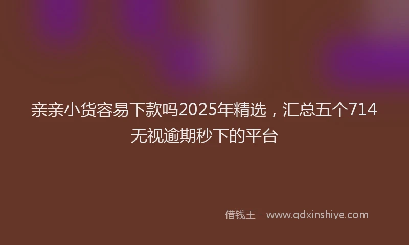 亲亲小货容易下款吗2025年精选，汇总五个714无视逾期秒下的平台