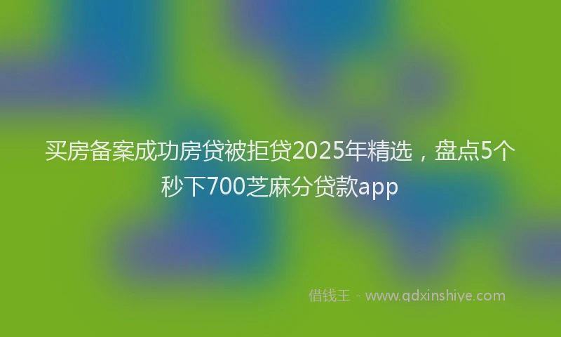 买房备案成功房贷被拒贷2025年精选，盘点5个秒下700芝麻分贷款app