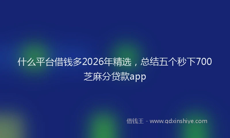 什么平台借钱多2026年精选，总结五个秒下700芝麻分贷款app