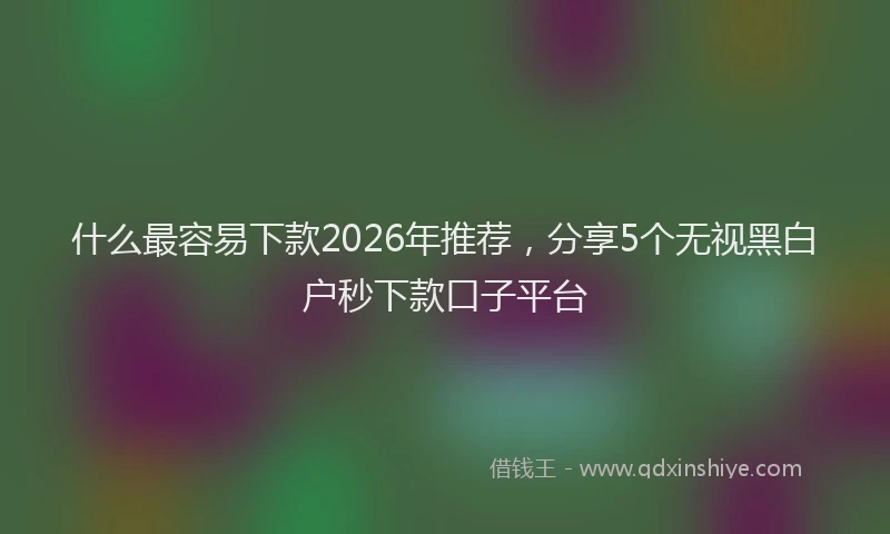 什么最容易下款2026年推荐，分享5个无视黑白户秒下款口子平台
