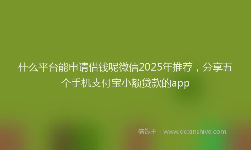什么平台能申请借钱呢微信2025年推荐，分享五个手机支付宝小额贷款的app
