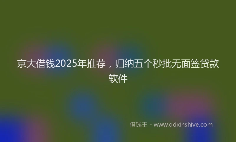 京大借钱2025年推荐,归纳五个秒批无面签贷款软件