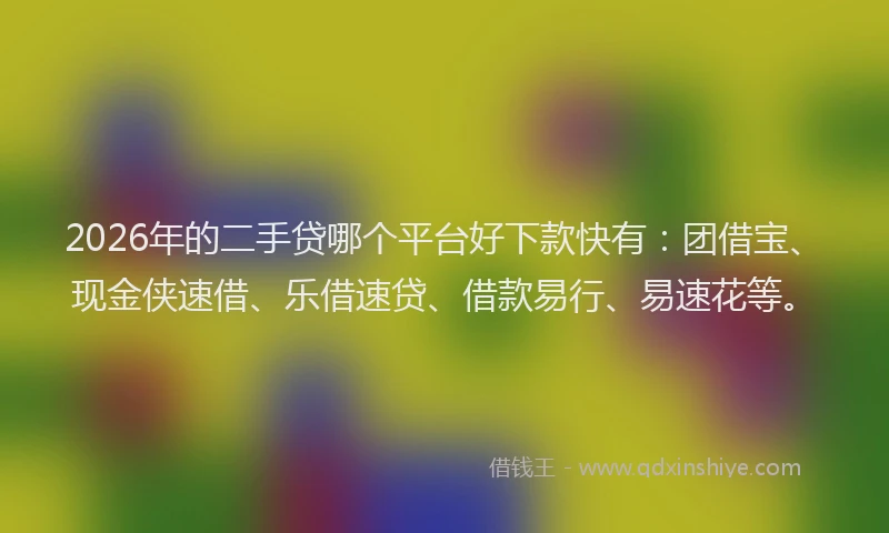 2026年的二手贷哪个平台好下款快有：团借宝、现金侠速借、乐借速贷、借款易行、易速花等。