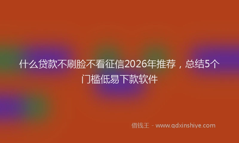 什么贷款不刷脸不看征信2026年推荐,总结5个门槛低易下款软件