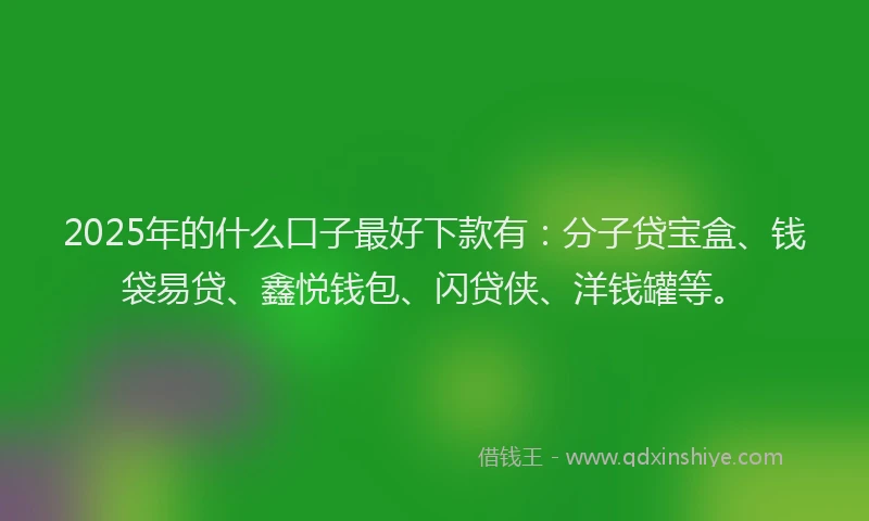 2025年的什么口子最好下款有:分子贷宝盒、钱袋易贷、鑫悦钱包、闪贷侠、洋钱罐等。