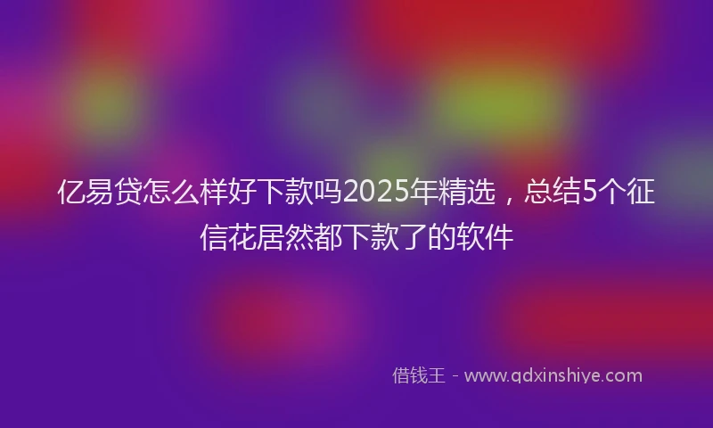 亿易贷怎么样好下款吗2025年精选,总结5个征信花居然都下款了的软件