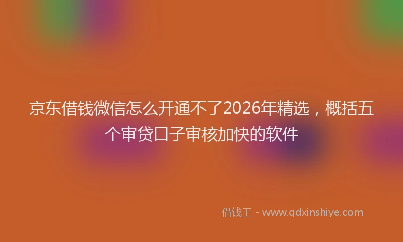 京东借钱微信怎么开通不了2026年精选，概括五个审贷口子审核加快的软件