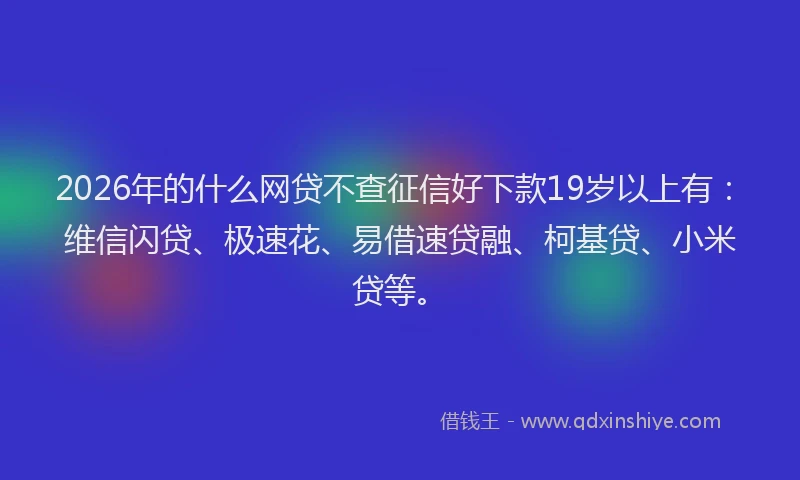 2026年的什么网贷不查征信好下款19岁以上有:维信闪贷、极速花、易借速贷融、柯基贷、小米贷等。