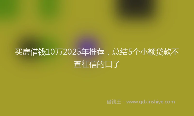 买房借钱10万2025年推荐，总结5个小额贷款不查征信的口子