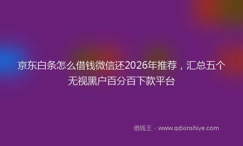 京东白条怎么借钱微信还2026年推荐，汇总五个无视黑户百分百下款平台