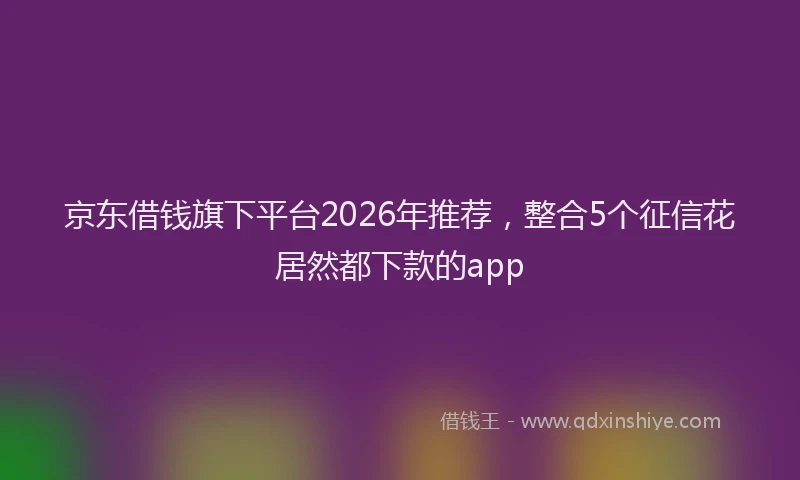 京东借钱旗下平台2026年推荐，整合5个征信花居然都下款的app