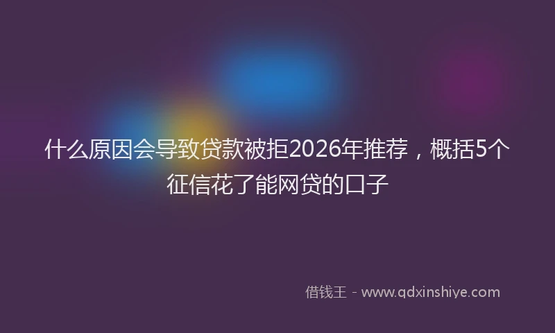 什么原因会导致贷款被拒2026年推荐，概括5个征信花了能网贷的口子