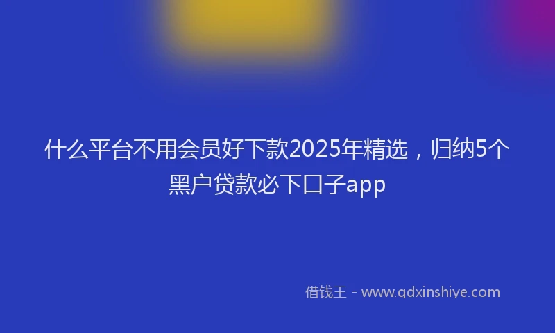 什么平台不用会员好下款2025年精选，归纳5个黑户贷款必下口子app