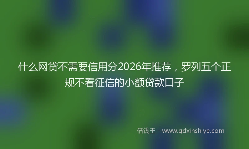 什么网贷不需要信用分2026年推荐，罗列五个正规不看征信的小额贷款口子
