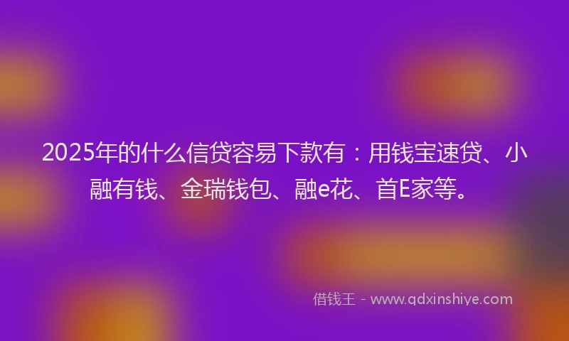 2025年的什么信贷容易下款有：用钱宝速贷、小融有钱、金瑞钱包、融e花、首E家等。