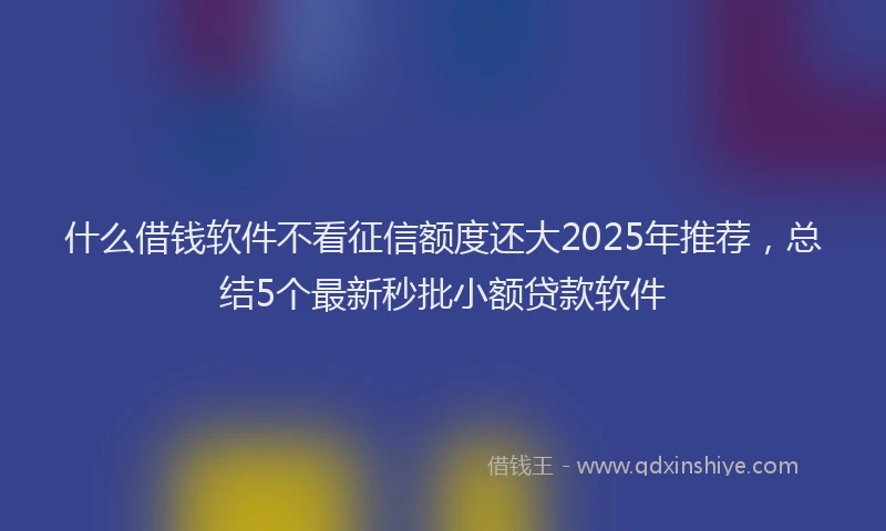 什么借钱软件不看征信额度还大2025年推荐，总结5个最新秒批小额贷款软件