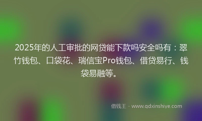 2025年的人工审批的网贷能下款吗安全吗有:翠竹钱包、口袋花、瑞信宝Pro钱包、借贷易行、钱袋易融等。