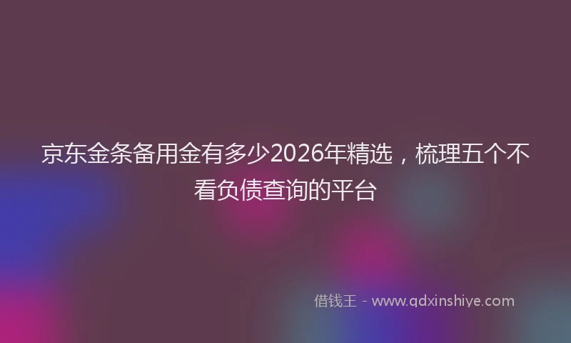 京东金条备用金有多少2026年精选,梳理五个不看负债查询的平台