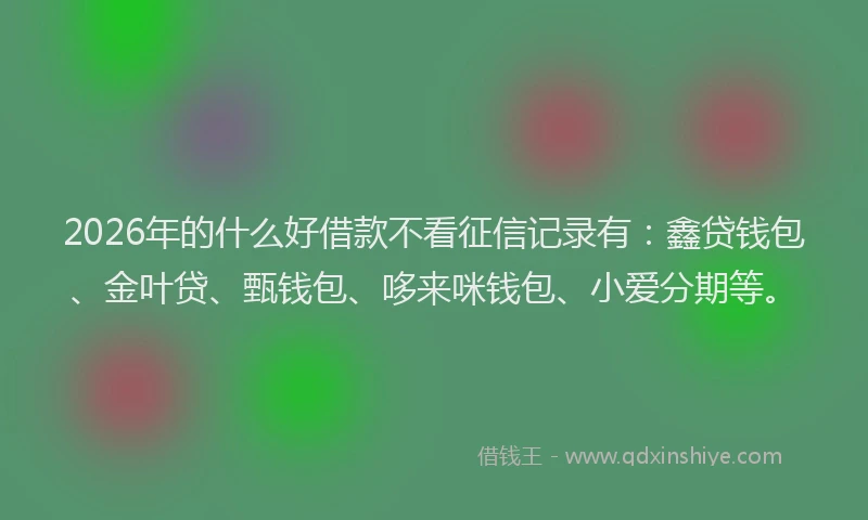 2026年的什么好借款不看征信记录有：鑫贷钱包、金叶贷、甄钱包、哆来咪钱包、小爱分期等。