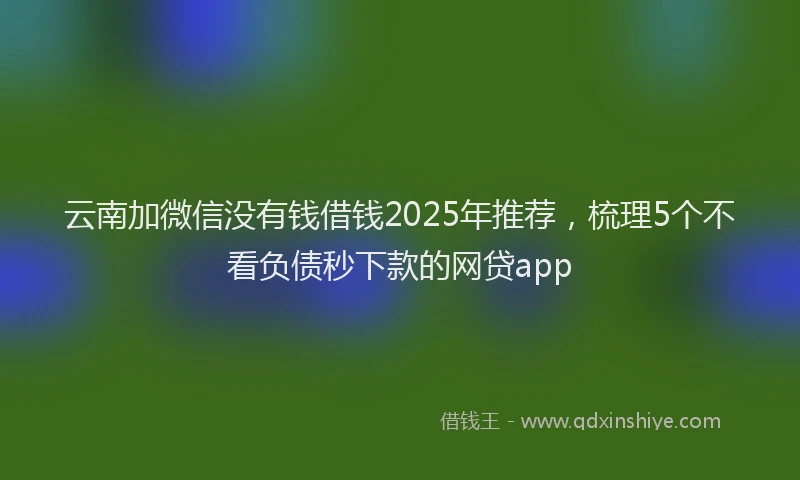 云南加微信没有钱借钱2025年推荐，梳理5个不看负债秒下款的网贷app