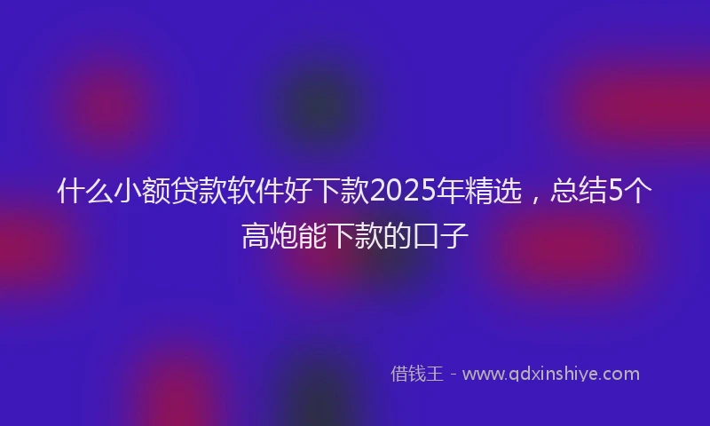 什么小额贷款软件好下款2025年精选，总结5个高炮能下款的口子
