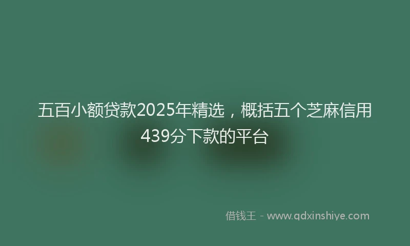五百小额贷款2025年精选,概括五个芝麻信用439分下款的平台