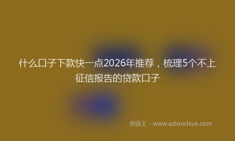 什么口子下款快一点2026年推荐，梳理5个不上征信报告的贷款口子