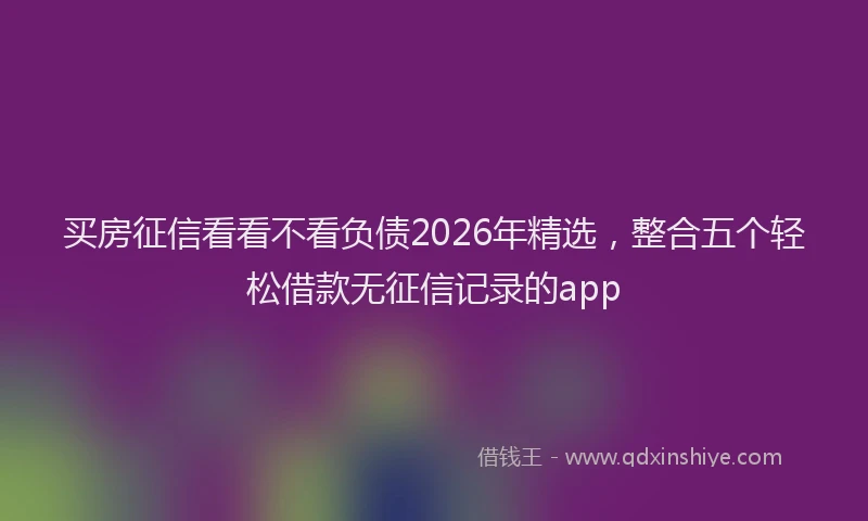 买房征信看看不看负债2026年精选，整合五个轻松借款无征信记录的app